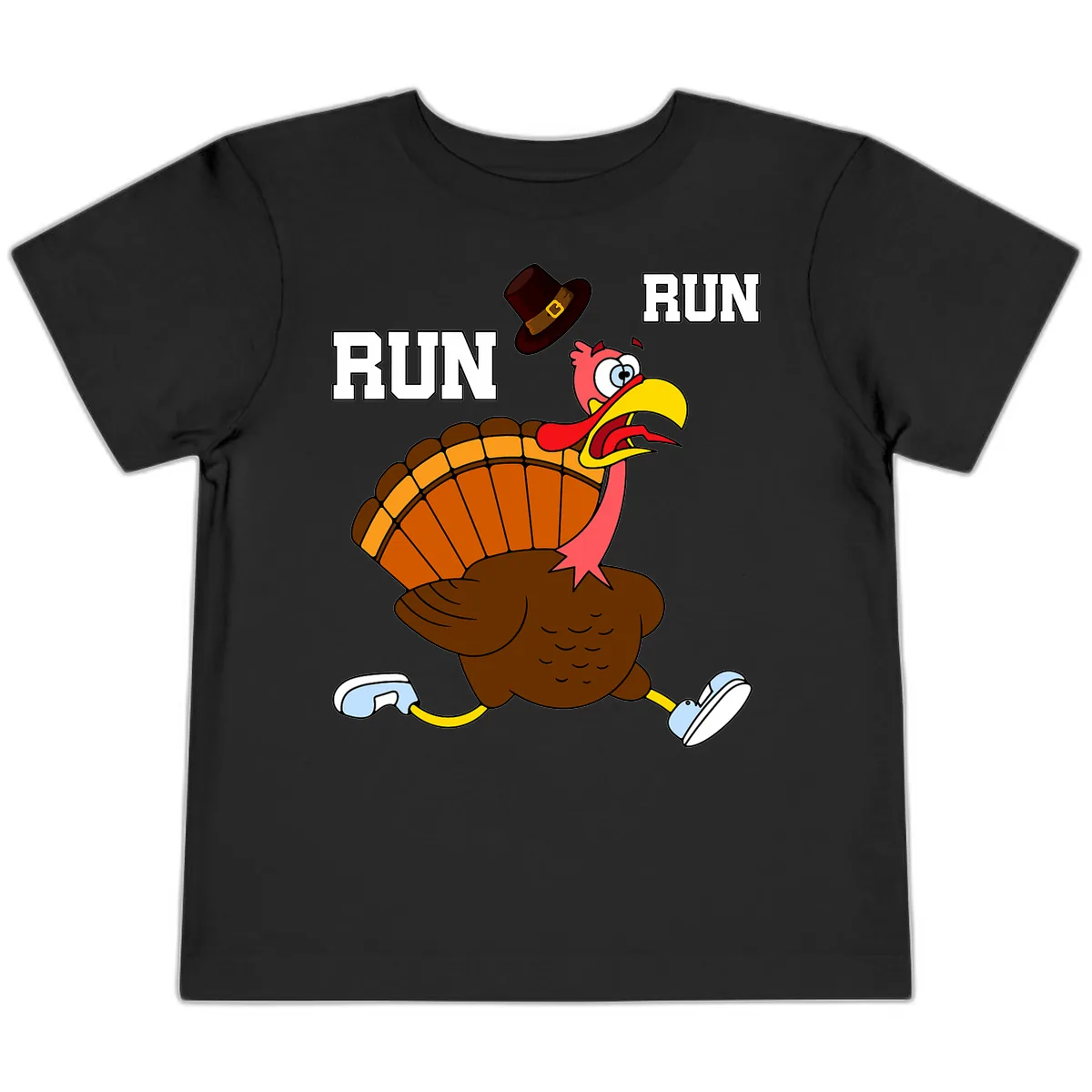 Turkey Trot Running Away From Dinner Toddler T-Shirt in Black