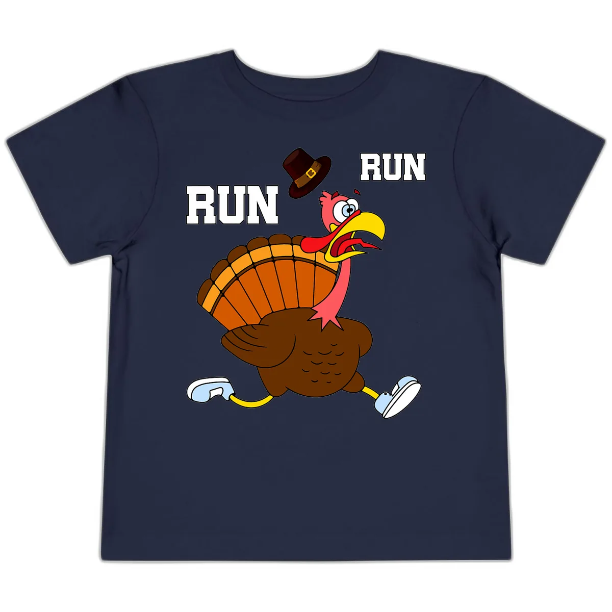 Turkey Trot Running Away From Dinner Toddler T-Shirt in Navy