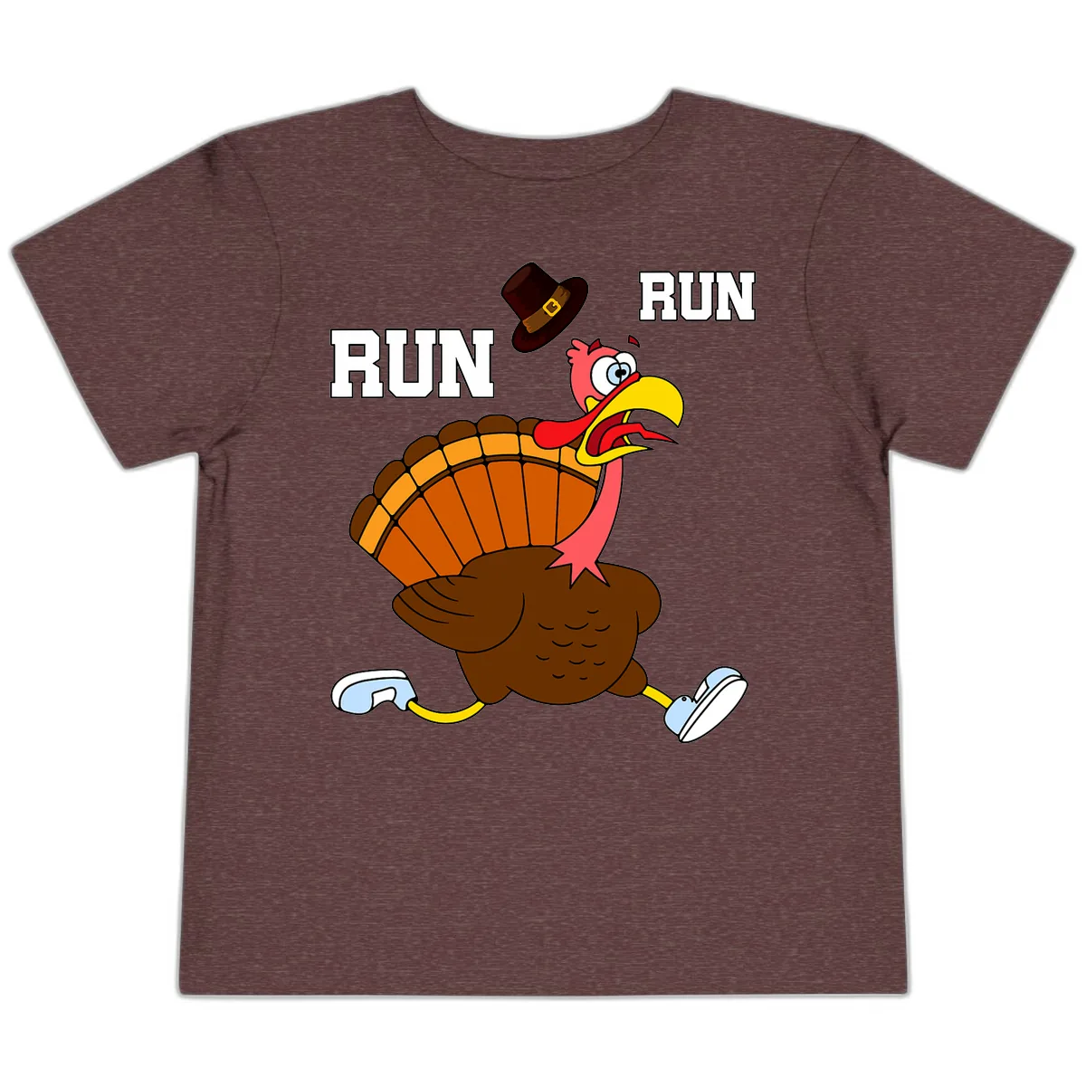 Turkey Trot Running Away From Dinner Toddler T-Shirt in Heather Maroon