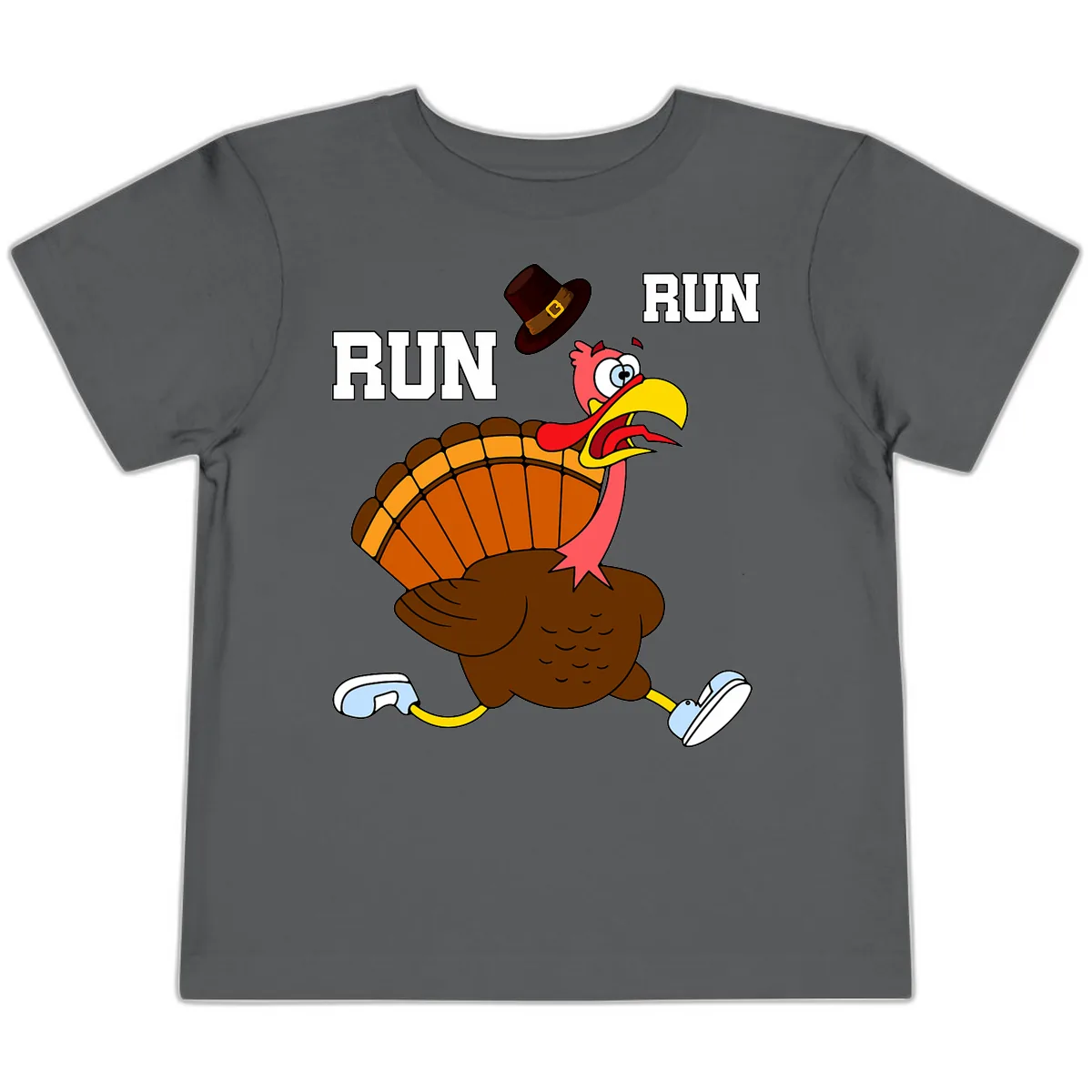 Turkey Trot Running Away From Dinner Toddler T-Shirt in Asphalt