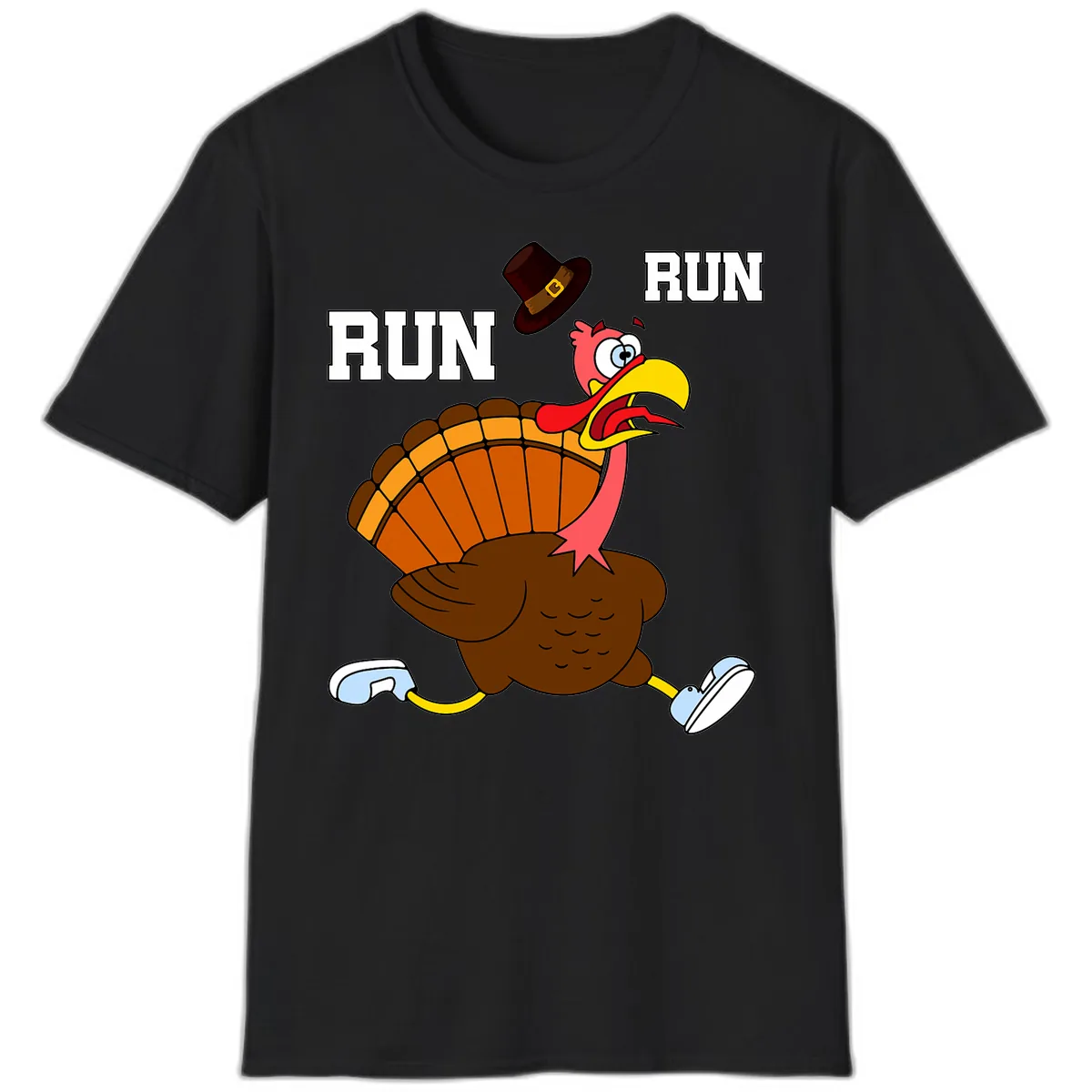 Turkey Trot Running Away From Dinner T-Shirt in Black