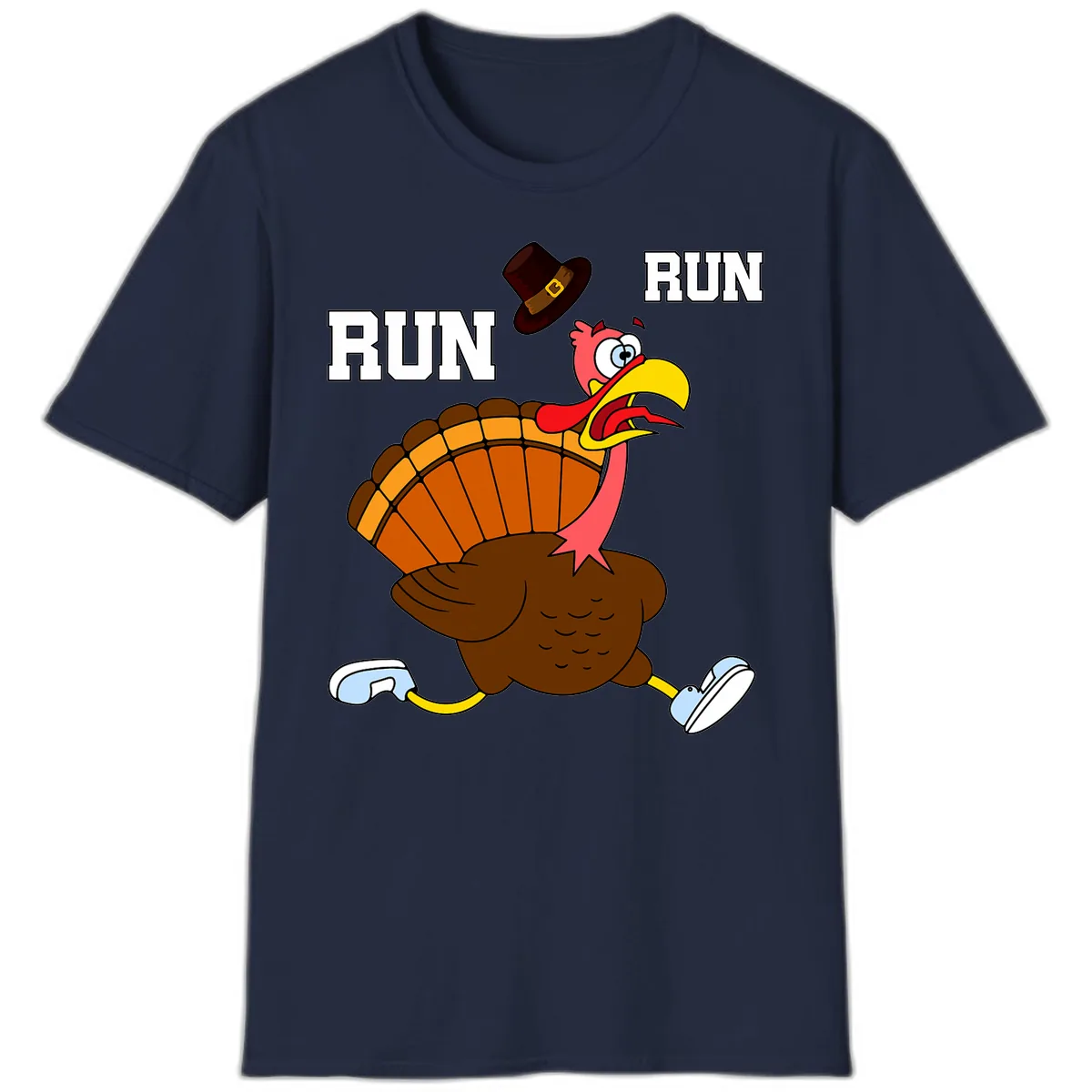 Turkey Trot Running Away From Dinner T-Shirt in Navy