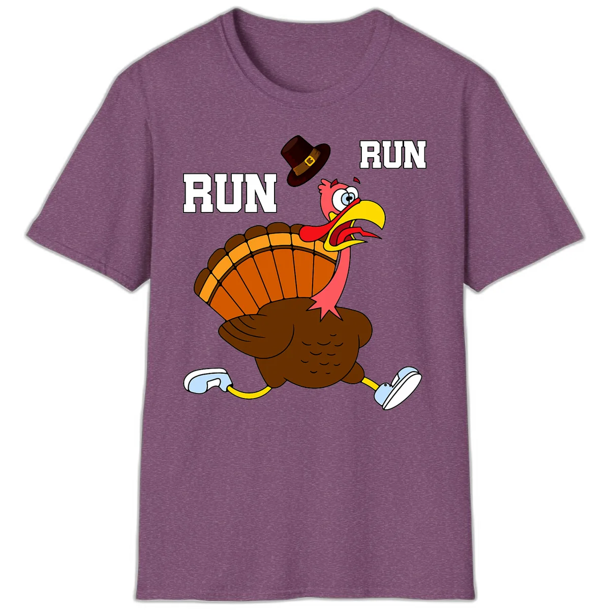 Turkey Trot Running Away From Dinner T-Shirt in Heather Maroon