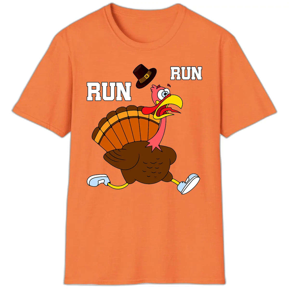 Turkey Trot Running Away From Dinner T-Shirt in Heather Orange