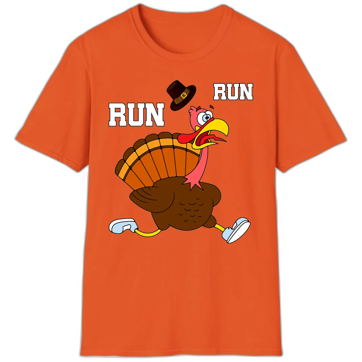 Turkey Trot Running Away From Dinner T-Shirt in Orange