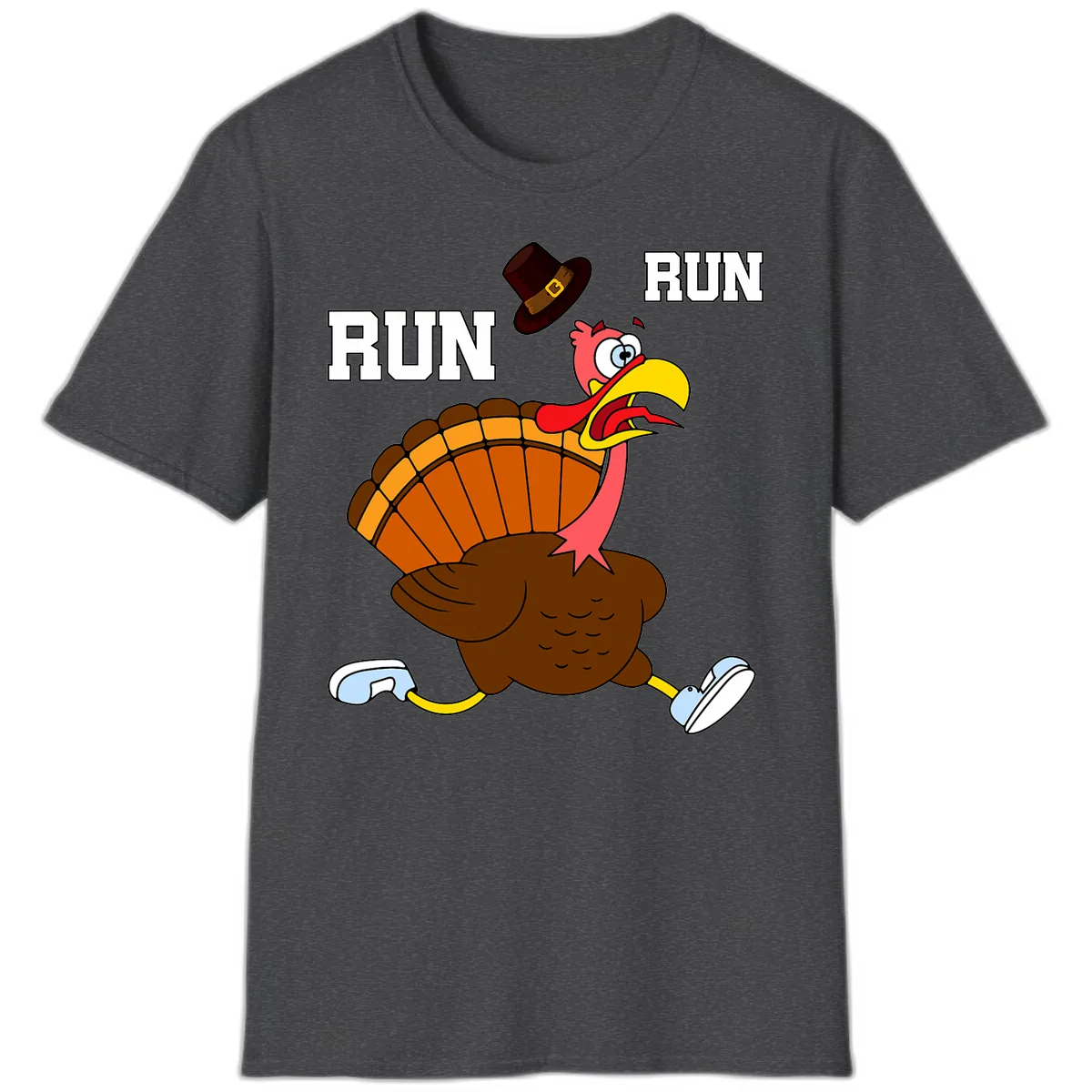 Turkey Trot Running Away From Dinner T-Shirt in Dark Heather
