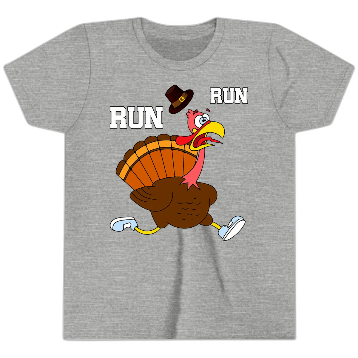 Turkey Trot Running Away From Dinner Youth T-Shirt in Athletic Heather