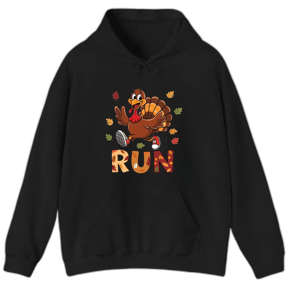 Turkey Trot Running Design Hoodie in Black