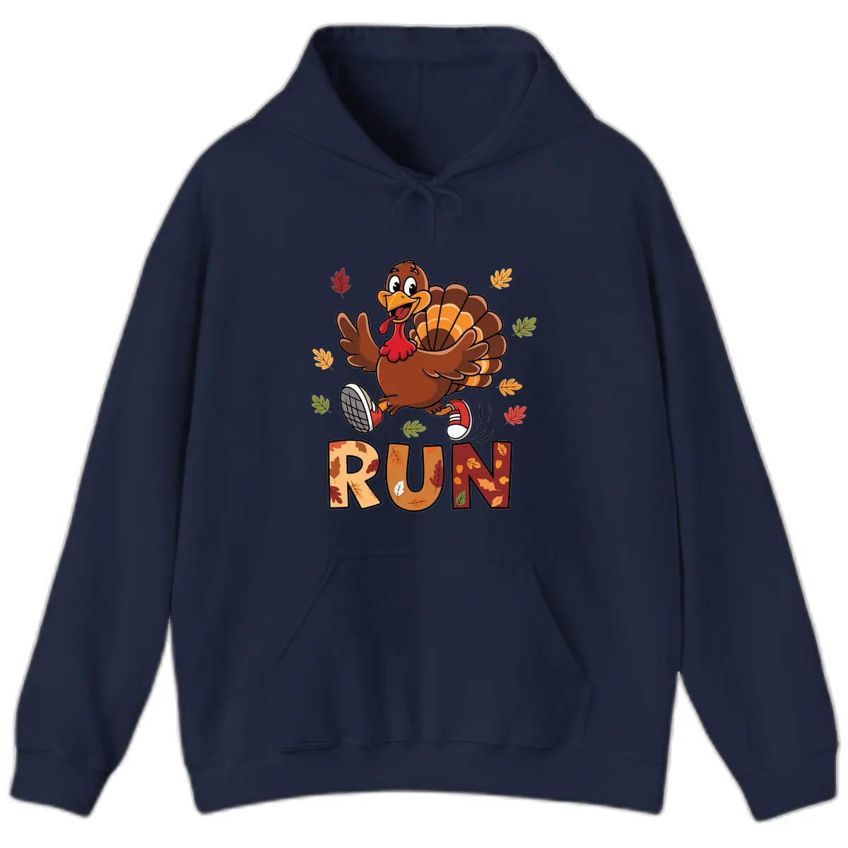 Turkey Trot Running Design Hoodie in Navy