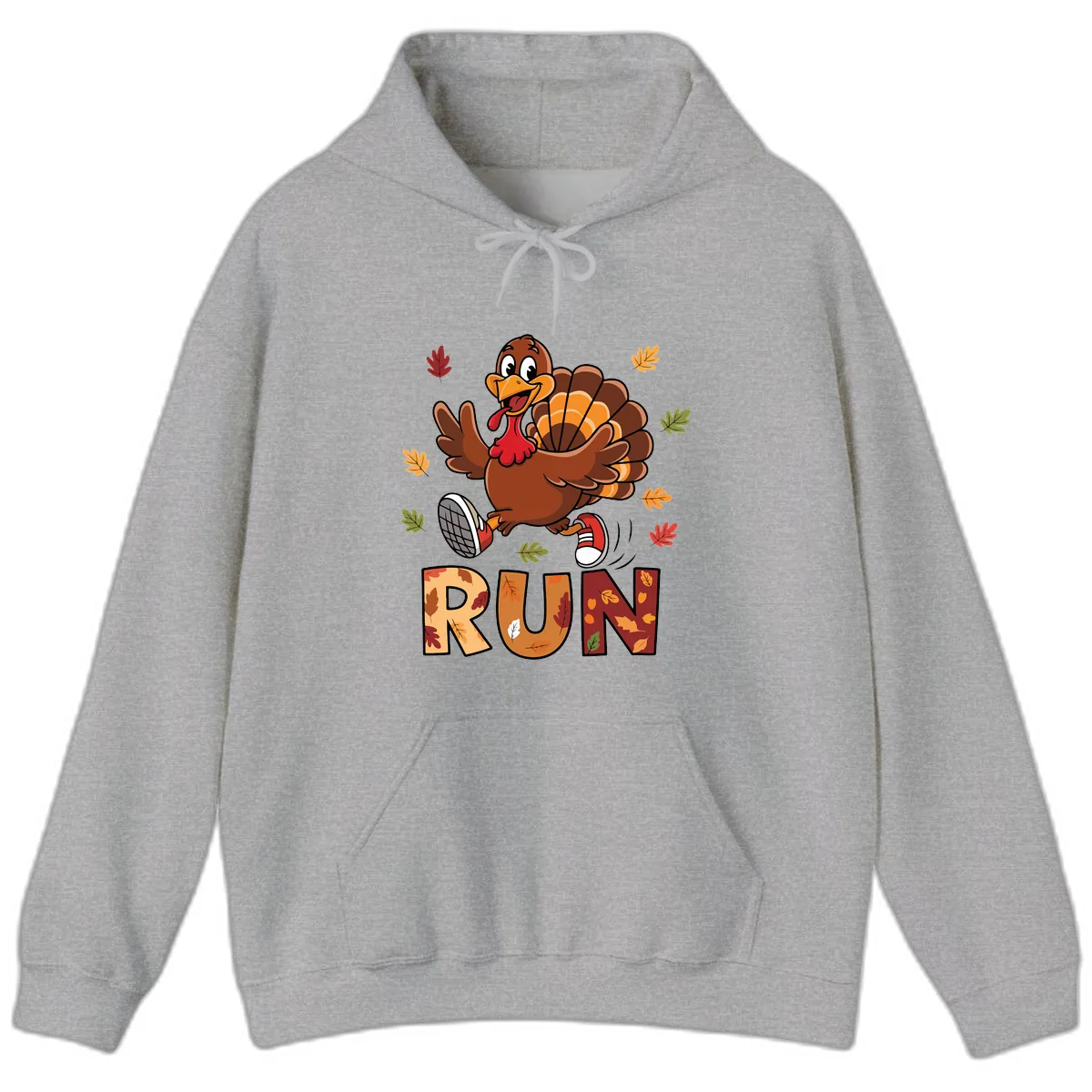 Turkey Trot Running Design Hoodie in Sport Grey
