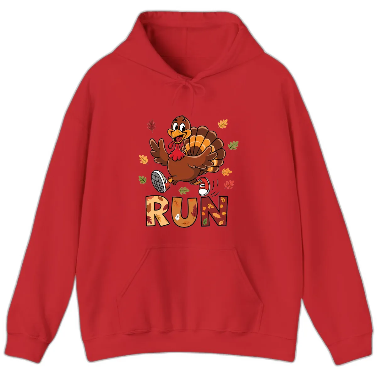 Turkey Trot Running Design Hoodie in Red