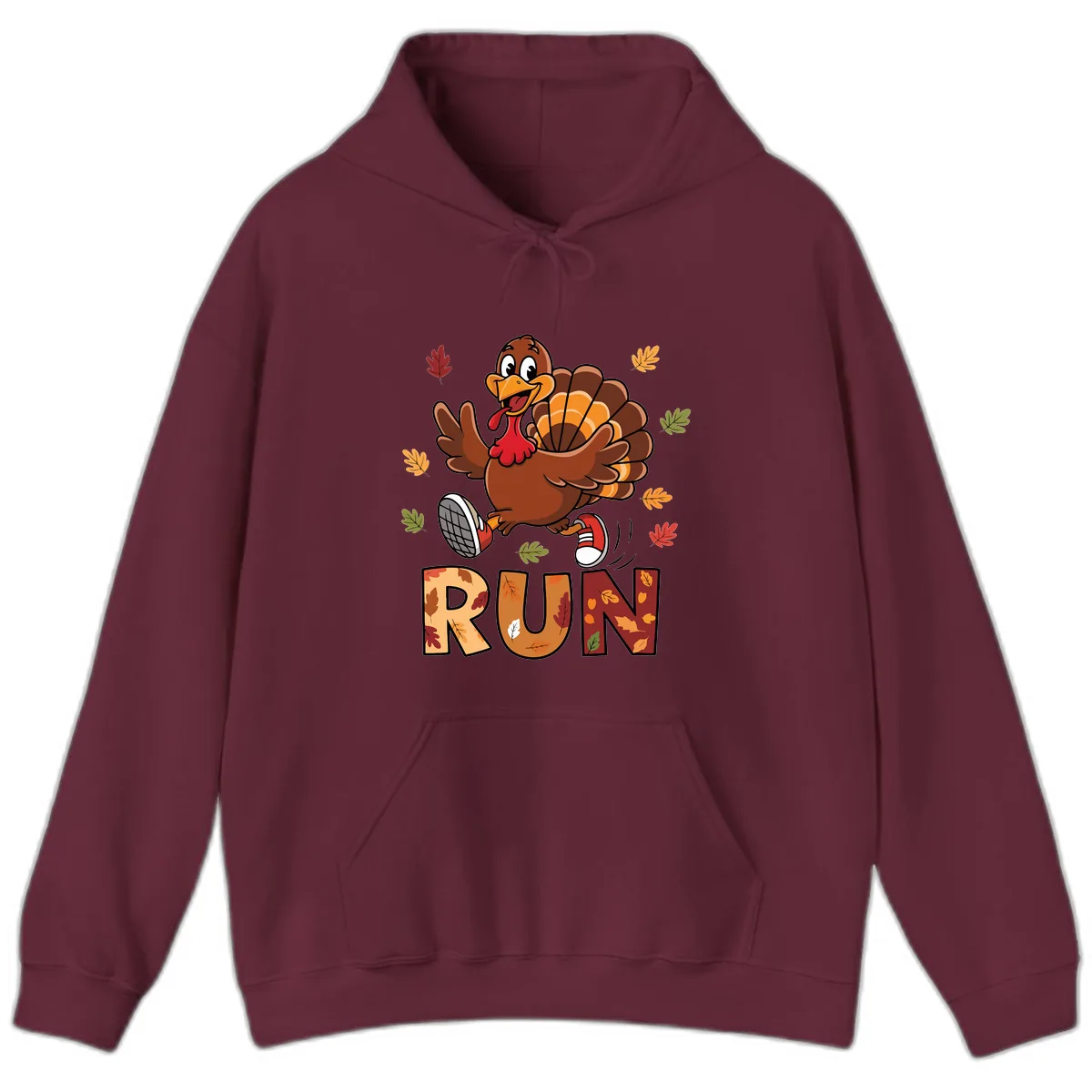 Turkey Trot Running Design Hoodie in Maroon