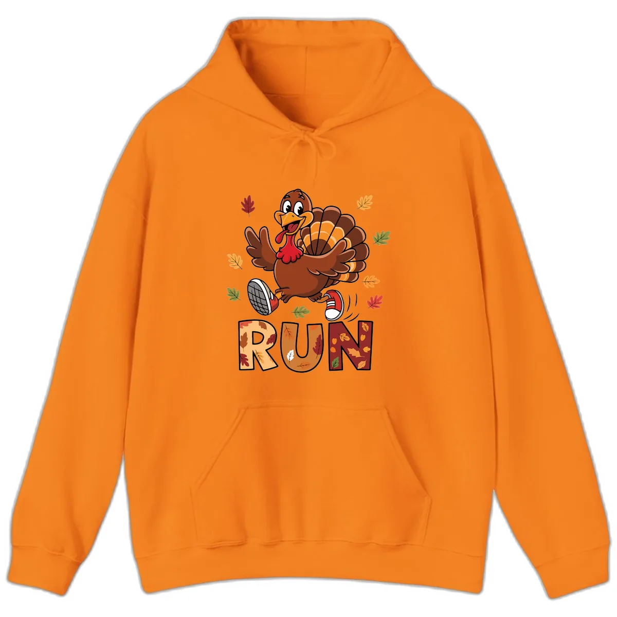 Turkey Trot Running Design Hoodie in Safety Orange