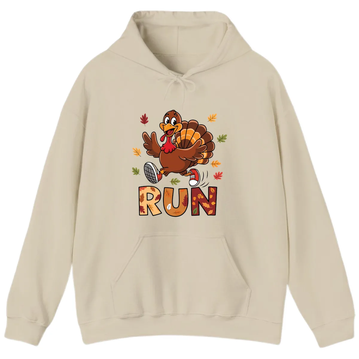 Turkey Trot Running Design Hoodie in Sand