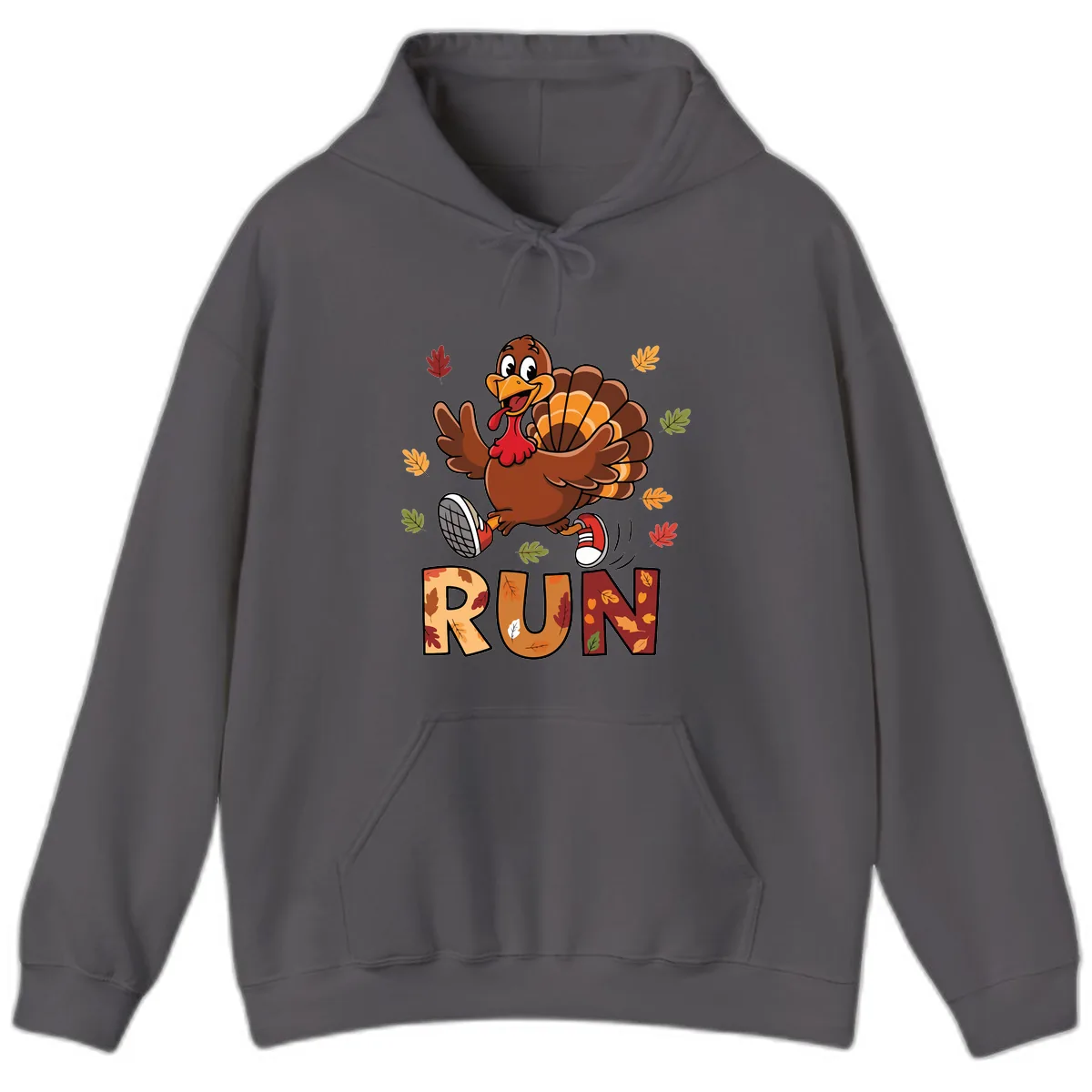 Turkey Trot Running Design Hoodie in Charcoal