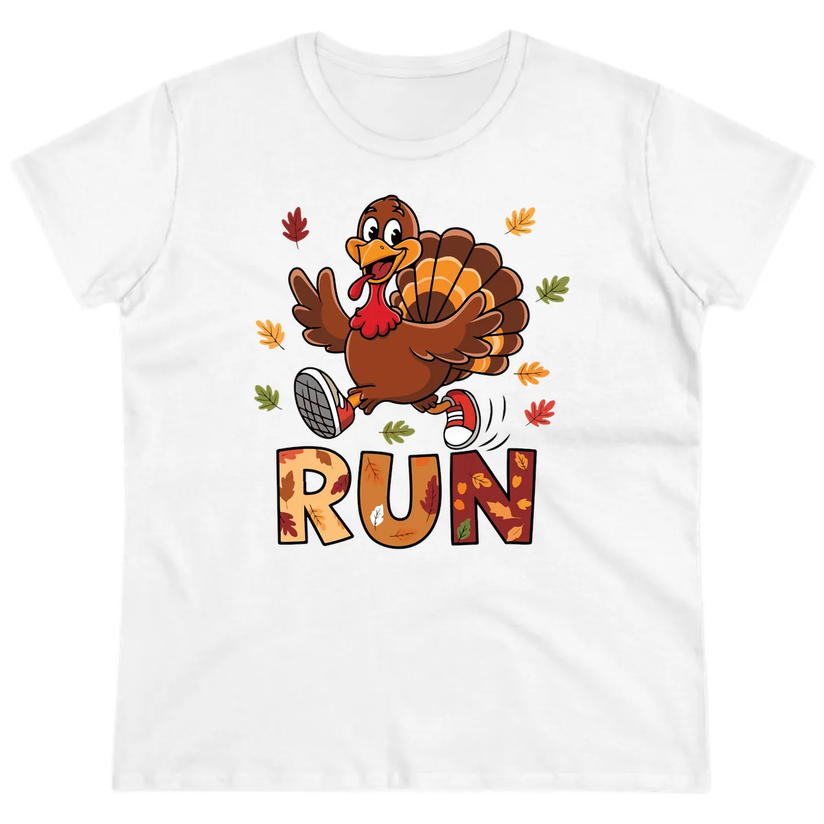 Turkey Trot Running Design Ladies Tee in White