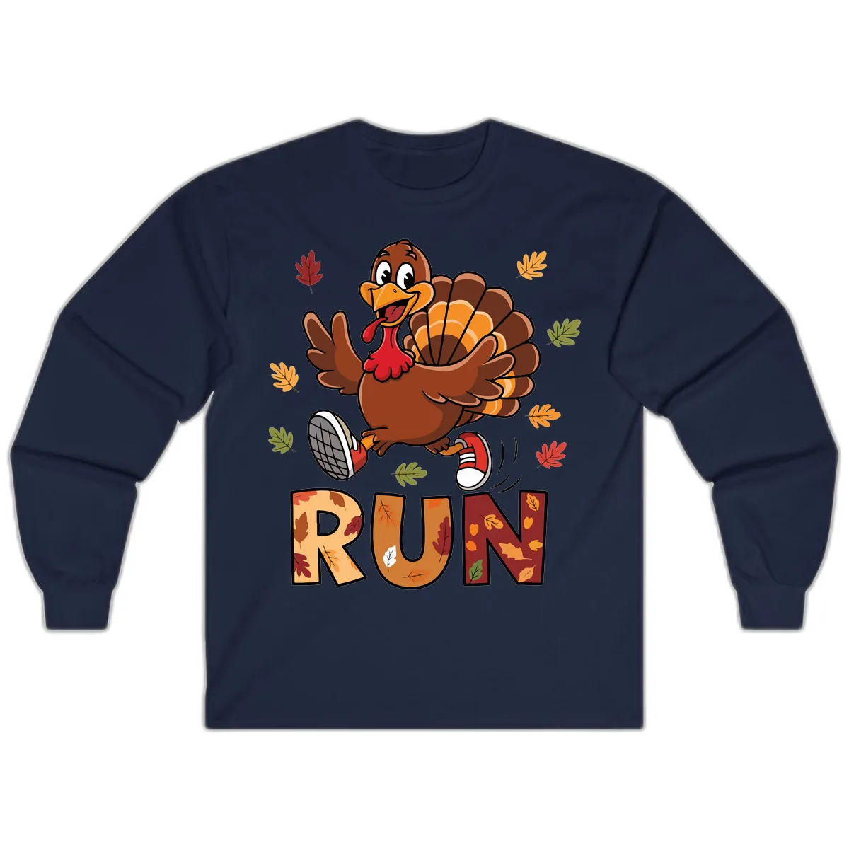 Turkey Trot Running Design Long Sleeve in Navy