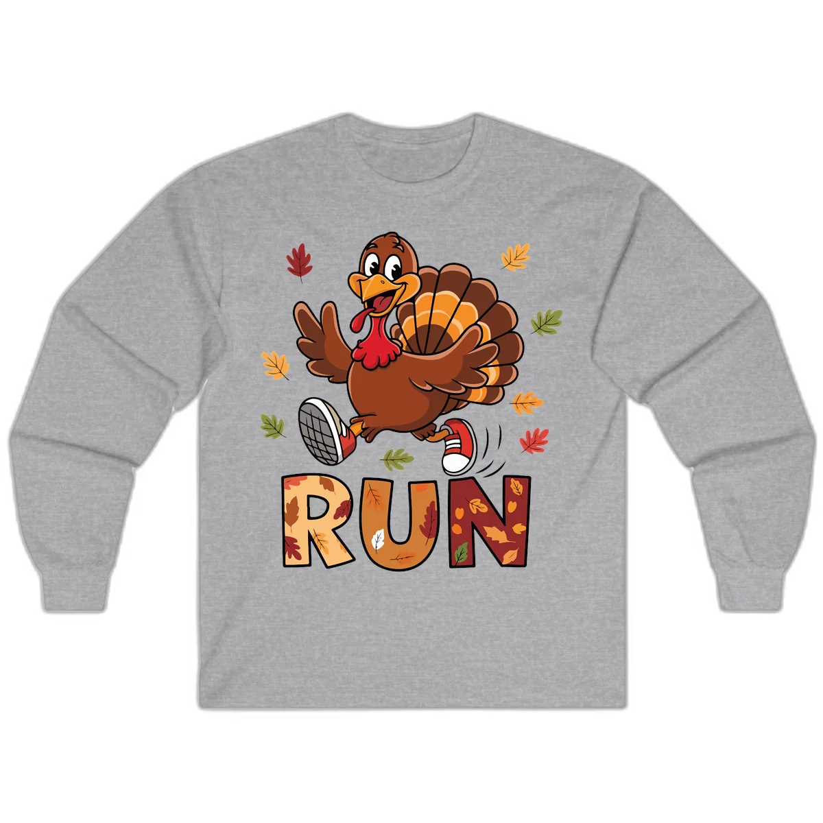 Turkey Trot Running Design Long Sleeve in Sport Grey