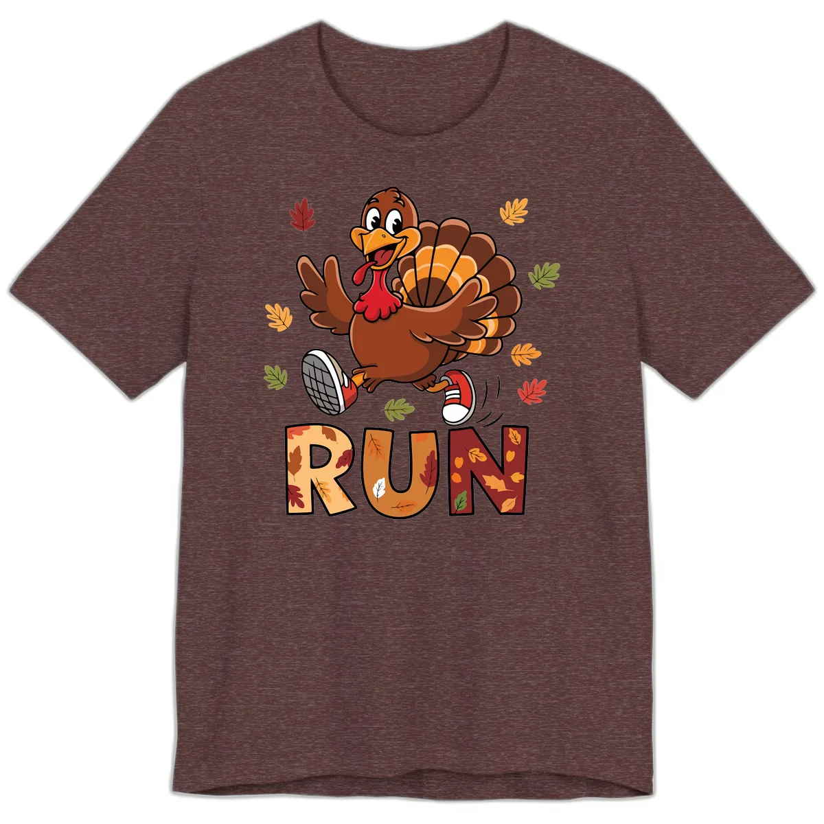 Turkey Trot Running Design Premium T-Shirt in Heather Maroon