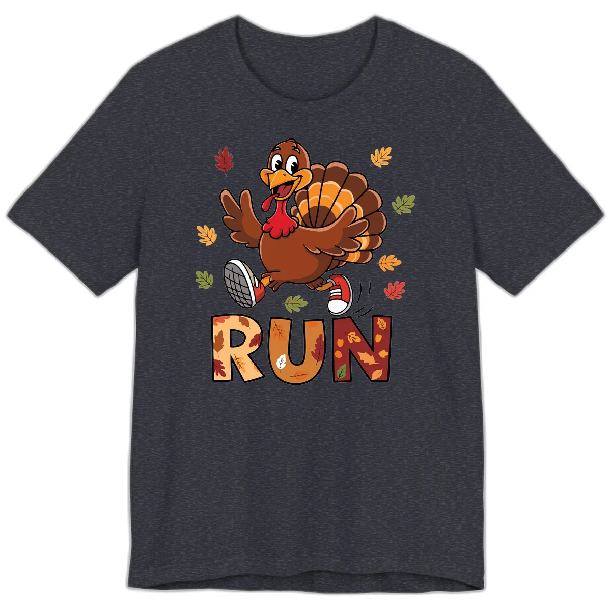 Turkey Trot Running Design Premium T-Shirt in Heather Navy