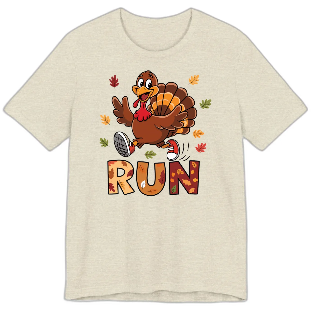 Turkey Trot Running Design Premium T-Shirt in Heather Prism Natural