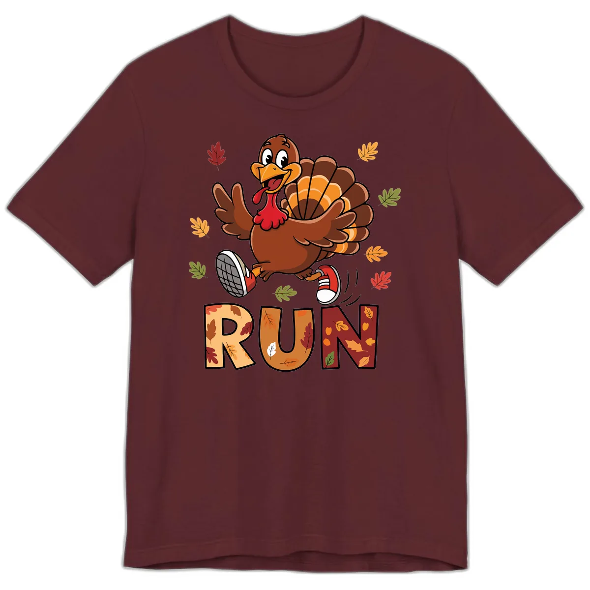 Turkey Trot Running Design Premium T-Shirt in Maroon