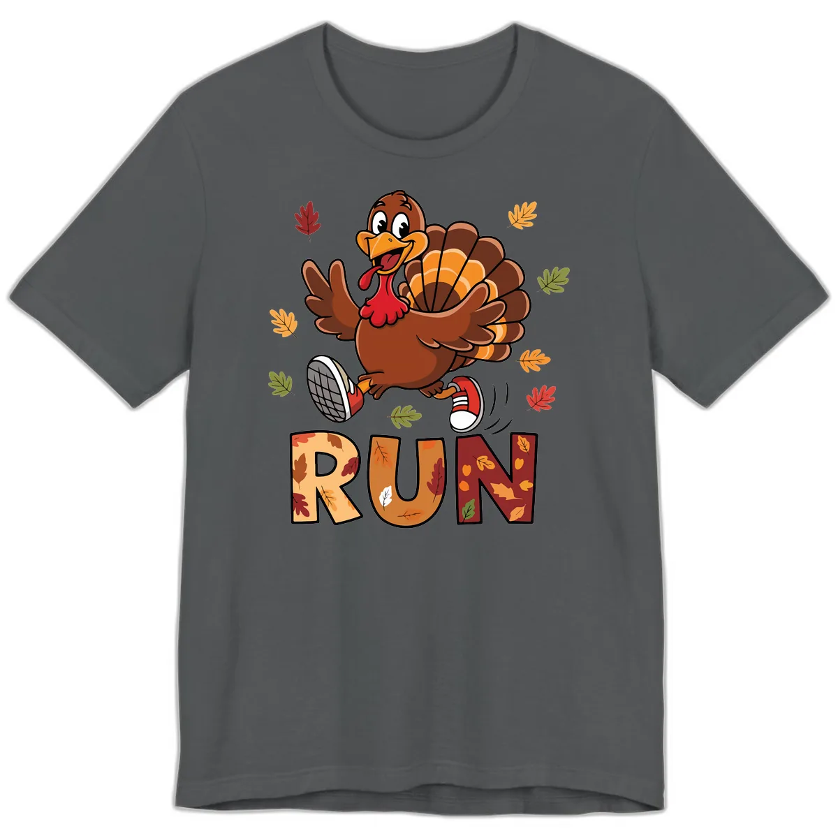 Turkey Trot Running Design Premium T-Shirt in Asphalt