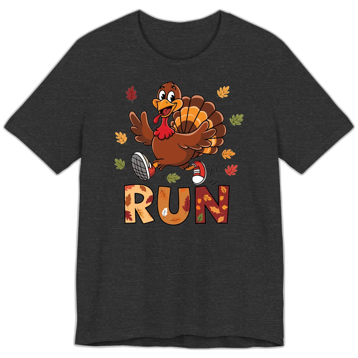 Turkey Trot Running Design Premium T-Shirt in Dark Grey Heather