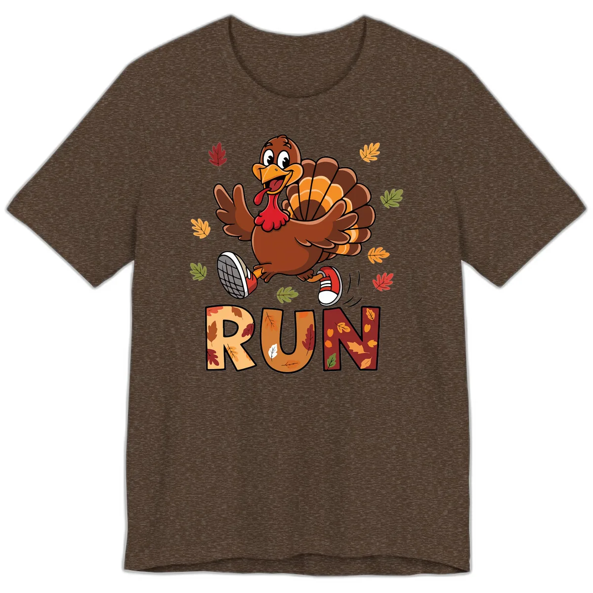 Turkey Trot Running Design Premium T-Shirt in Heather Brown