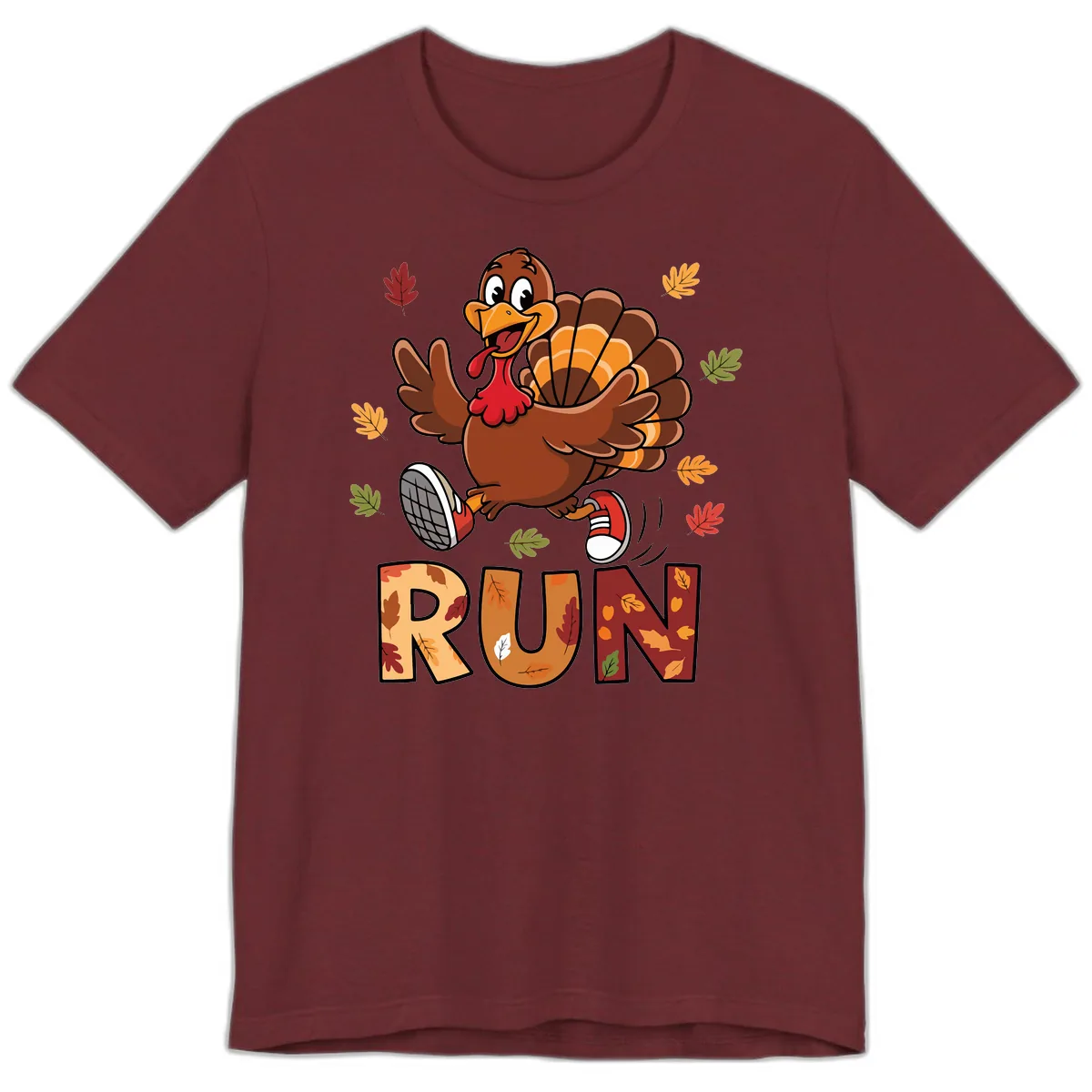 Turkey Trot Running Design Premium T-Shirt in Heather Cardinal