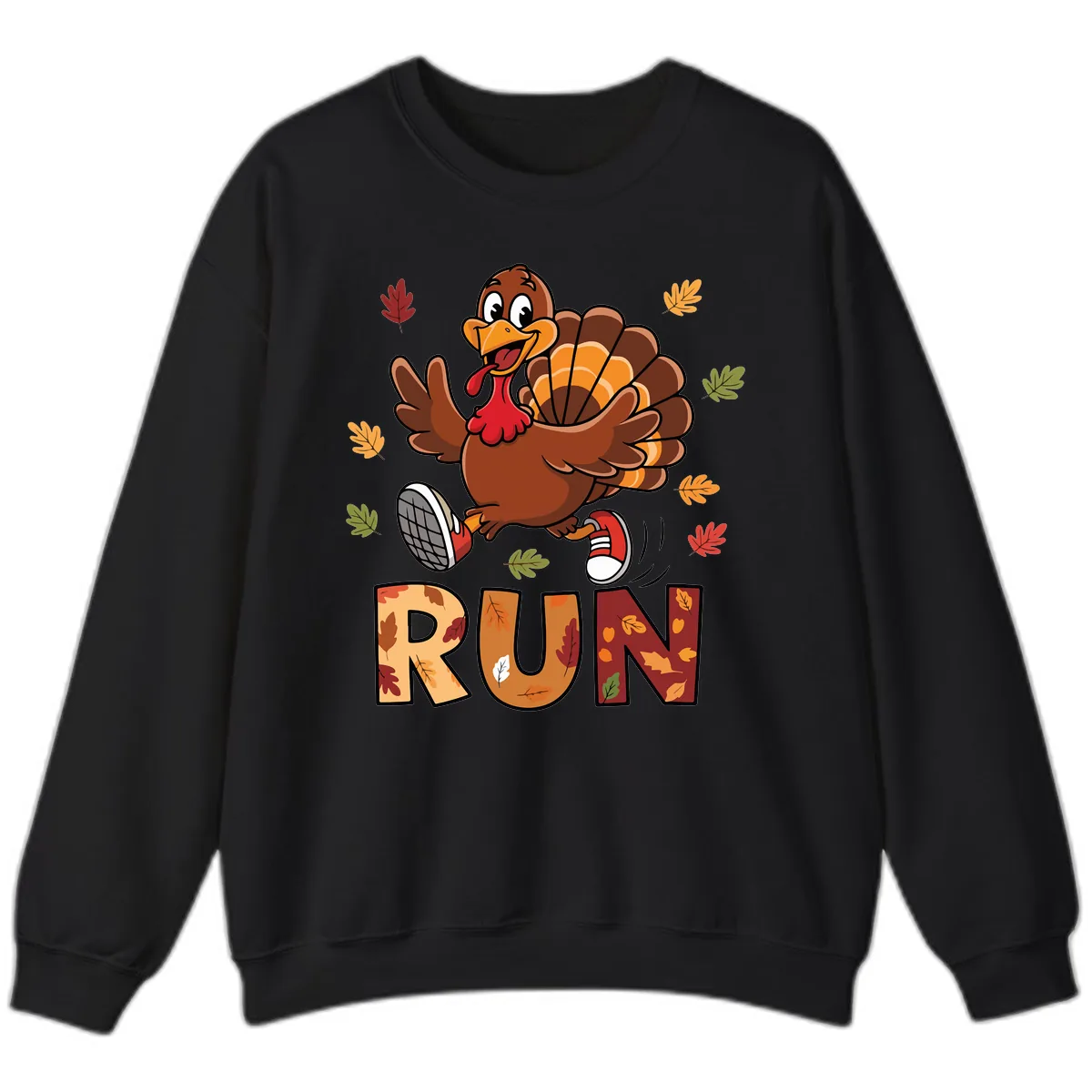Turkey Trot Running Design Sweatshirt in Black