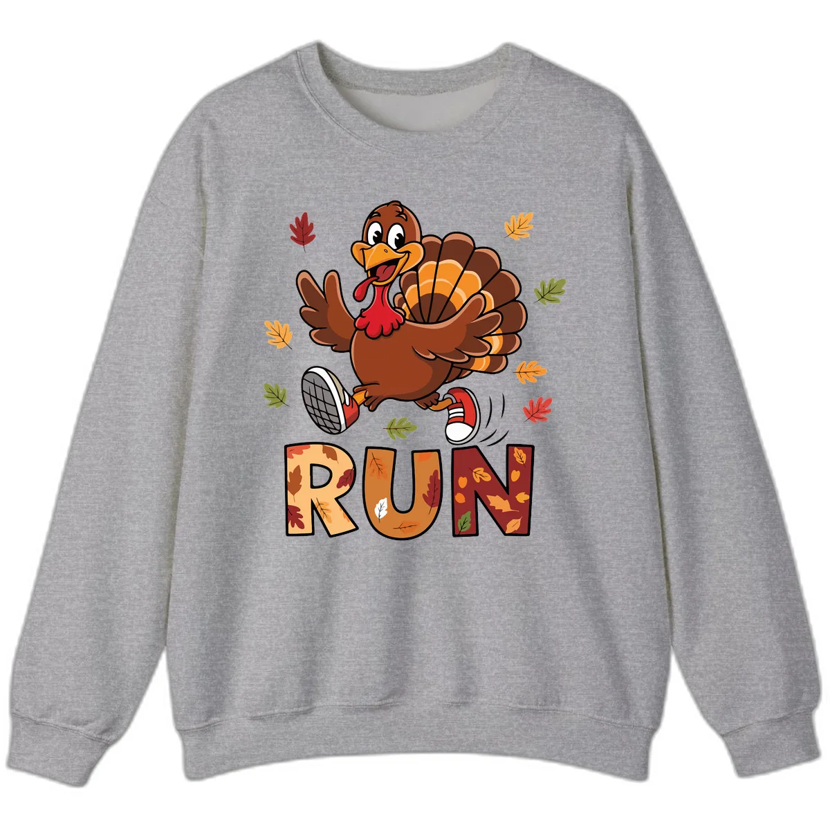 Turkey Trot Running Design Sweatshirt in Sport Grey