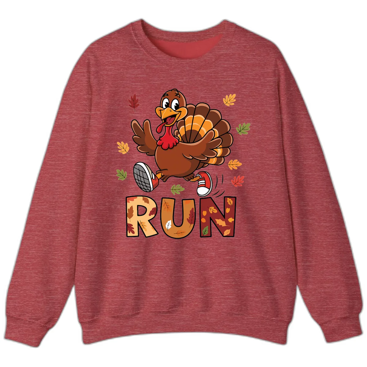 Turkey Trot Running Design Sweatshirt in Heather Scarlet Red