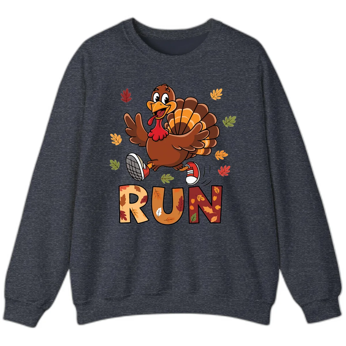 Turkey Trot Running Design Sweatshirt in Heather Sport Dark Navy