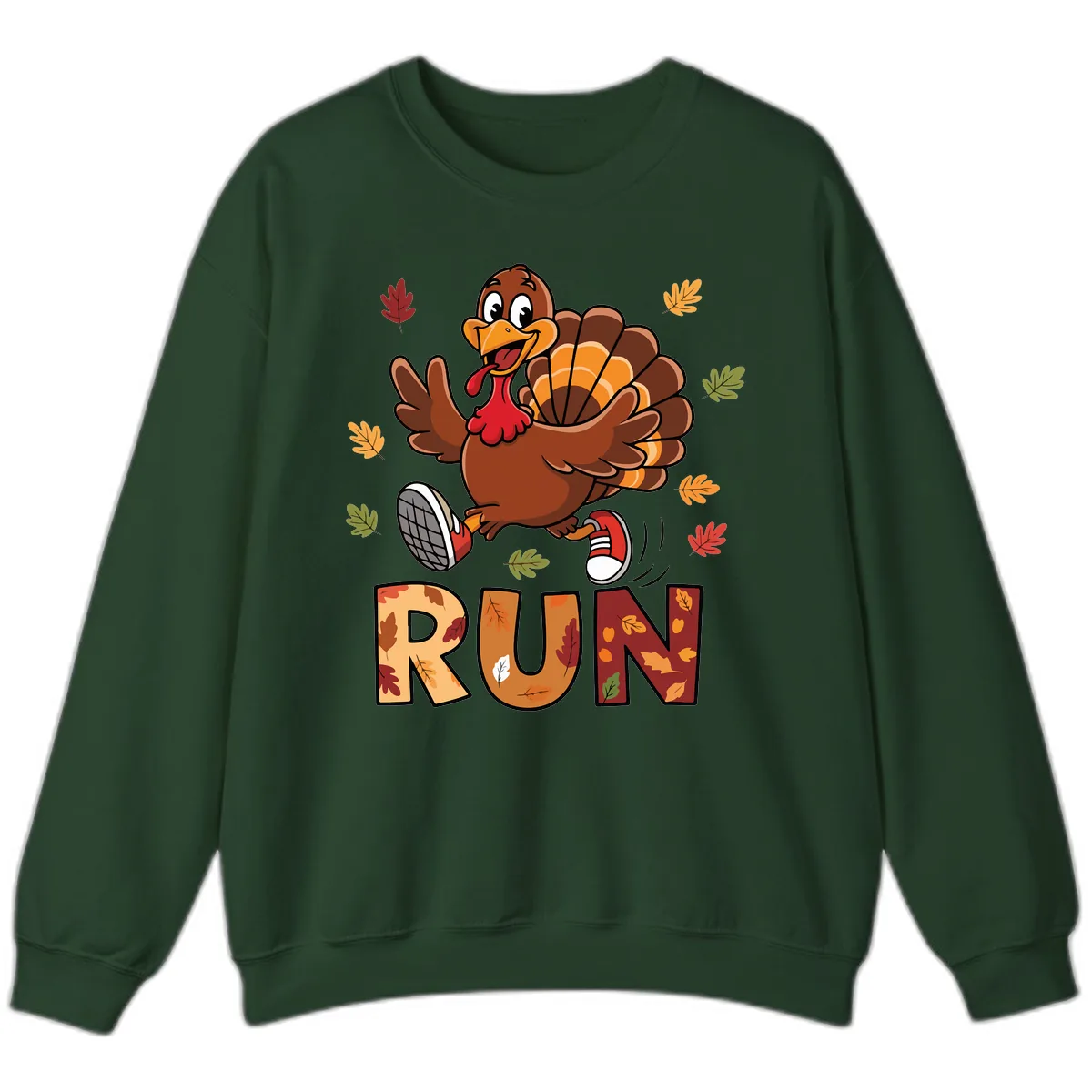 Turkey Trot Running Design Sweatshirt in Forest Green