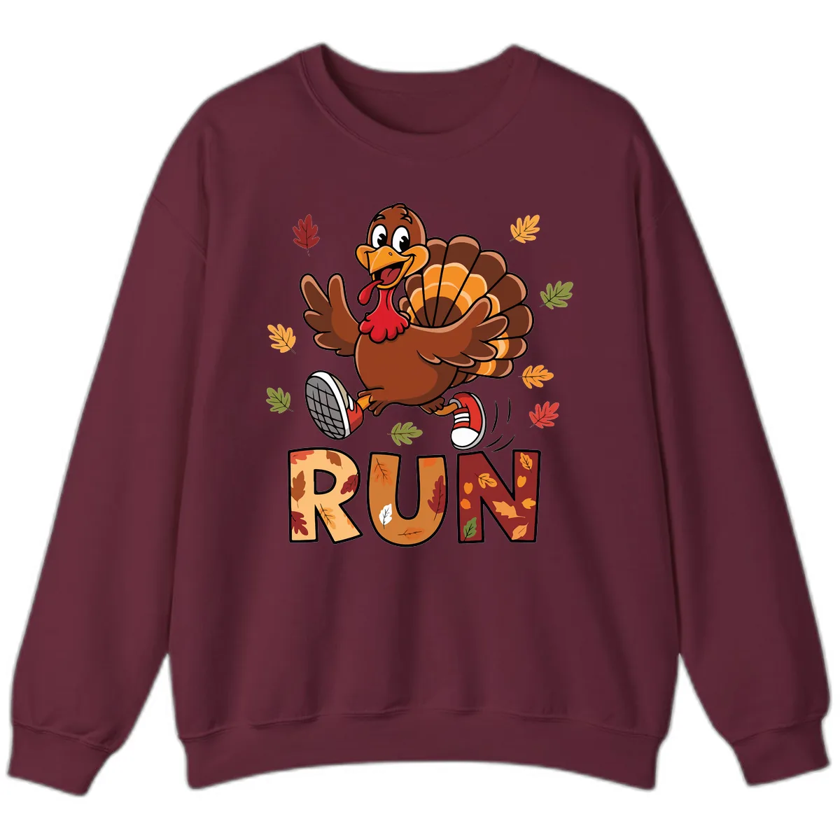 Turkey Trot Running Design Sweatshirt in Maroon