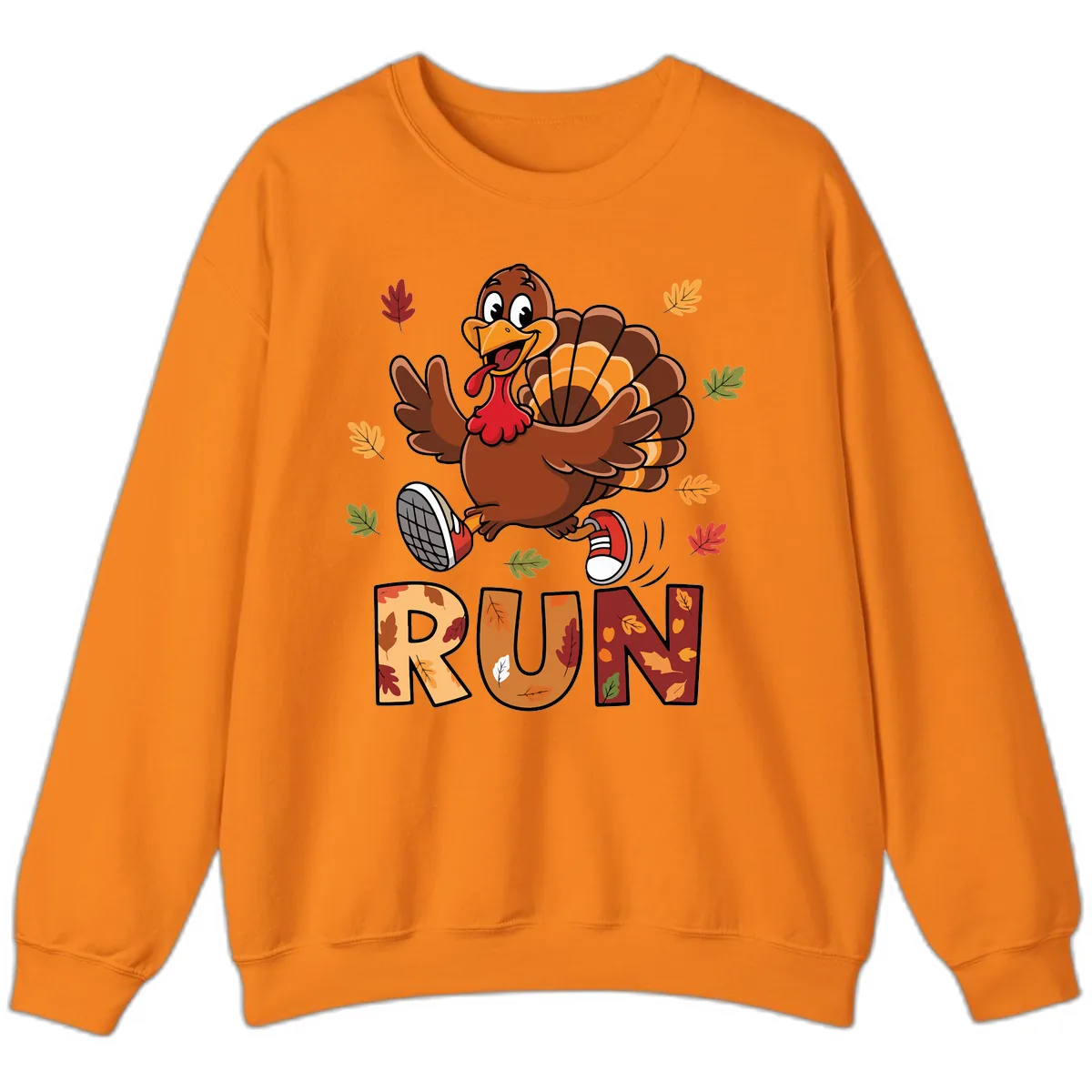 Turkey Trot Running Design Sweatshirt in Safety Orange