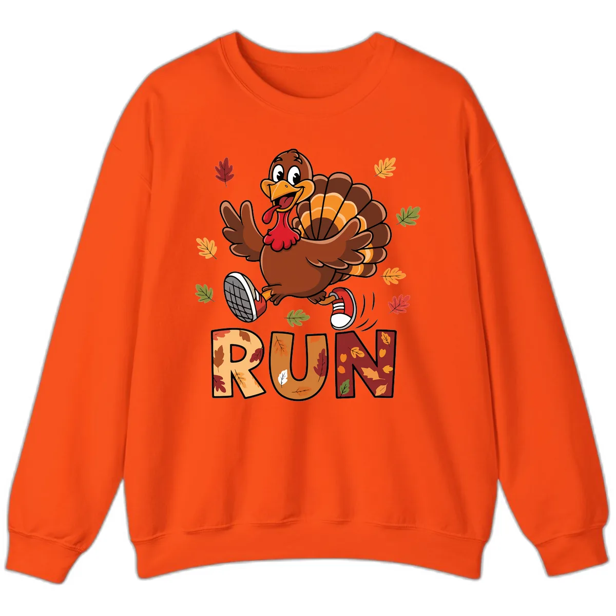 Turkey Trot Running Design Sweatshirt in Orange