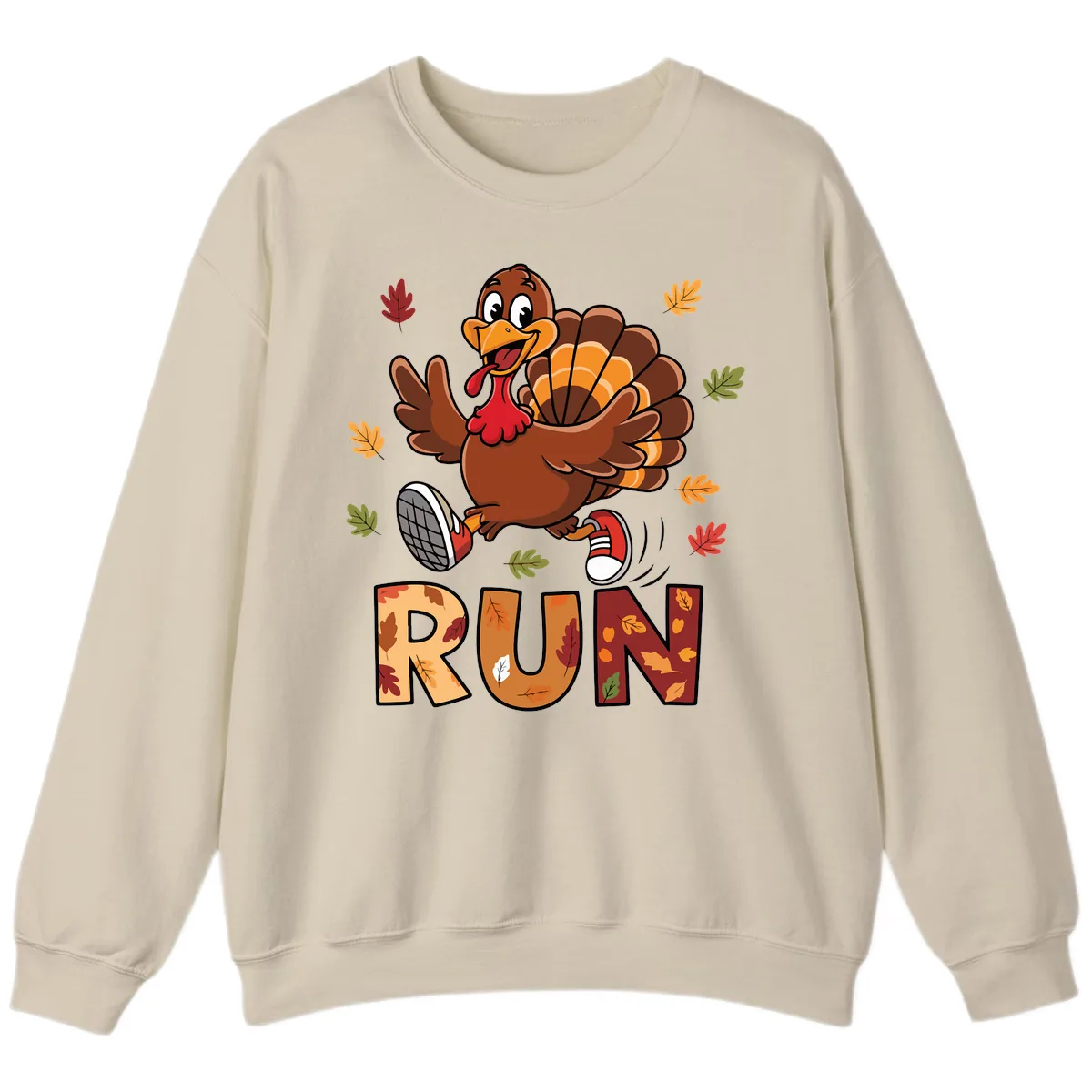 Turkey Trot Running Design Sweatshirt in Sand