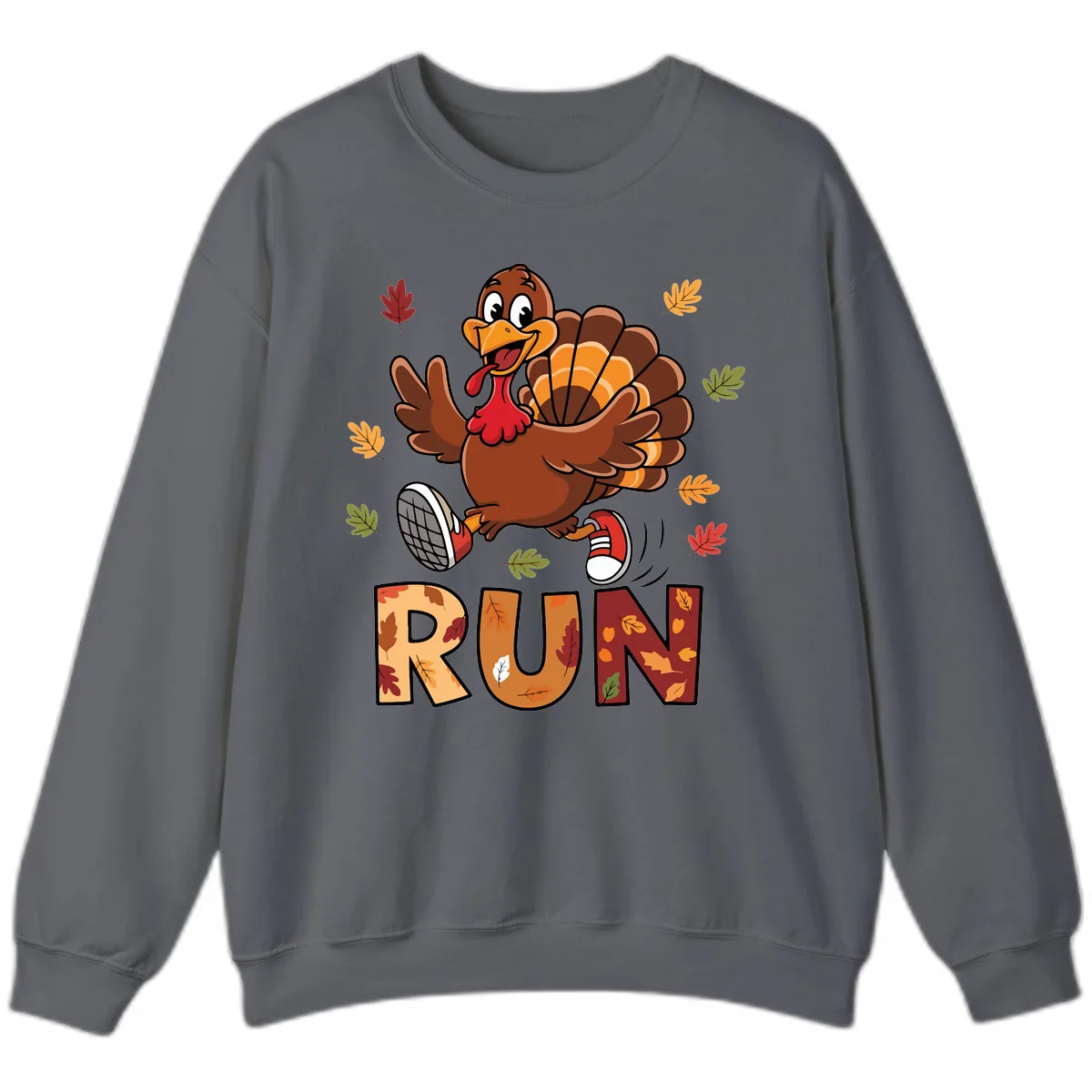 Turkey Trot Running Design Sweatshirt in Charcoal