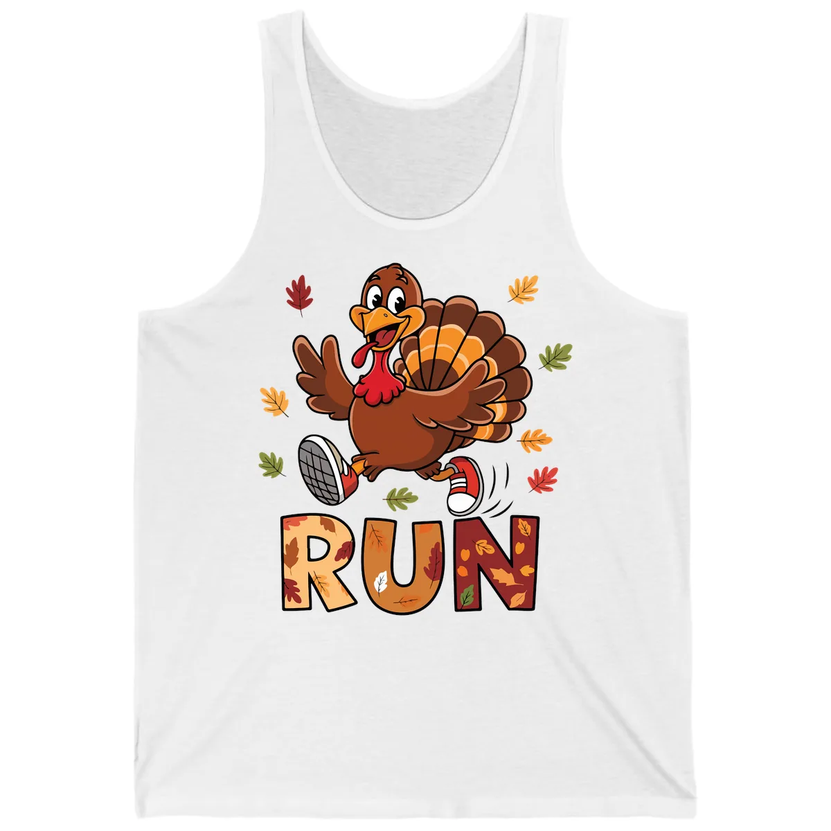 Turkey Trot Running Design Tank in White