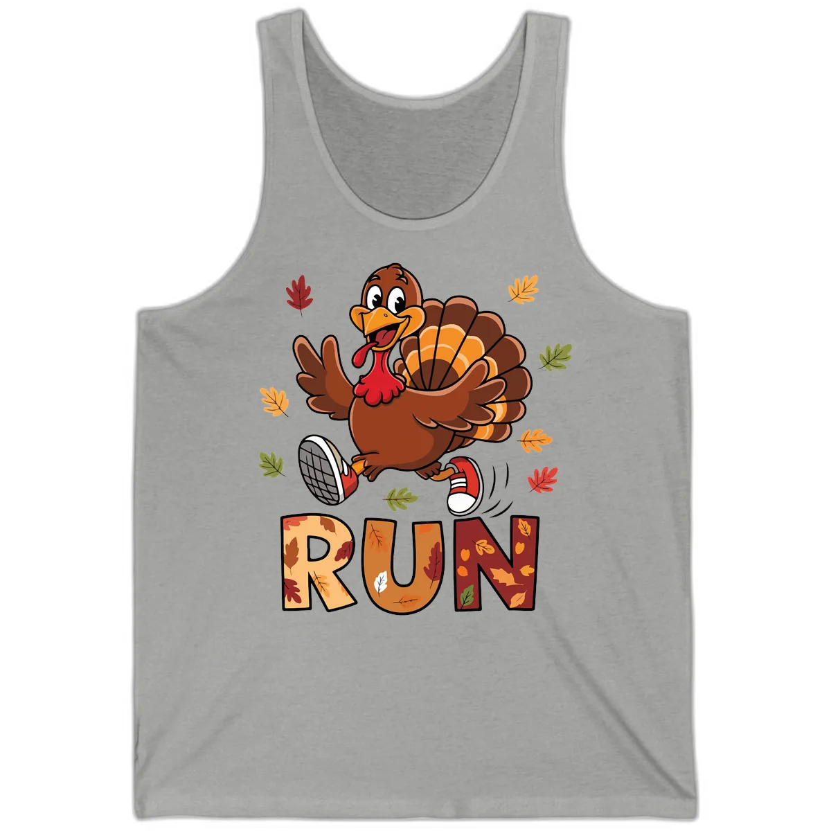 Turkey Trot Running Design Tank in Athletic Heather