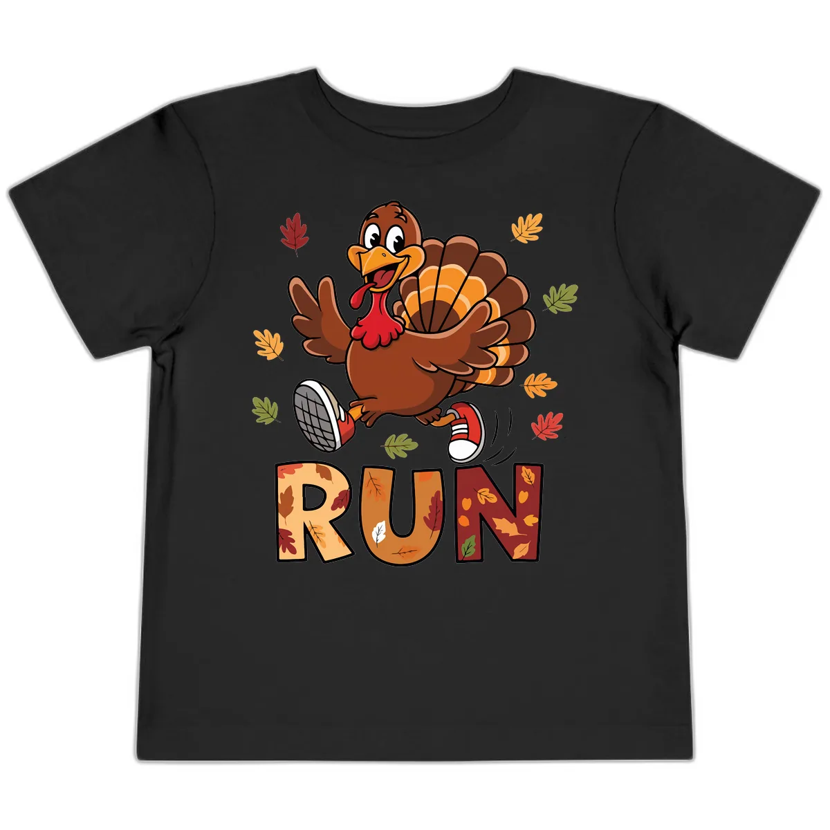 Turkey Trot Running Design Toddler T-Shirt in Black
