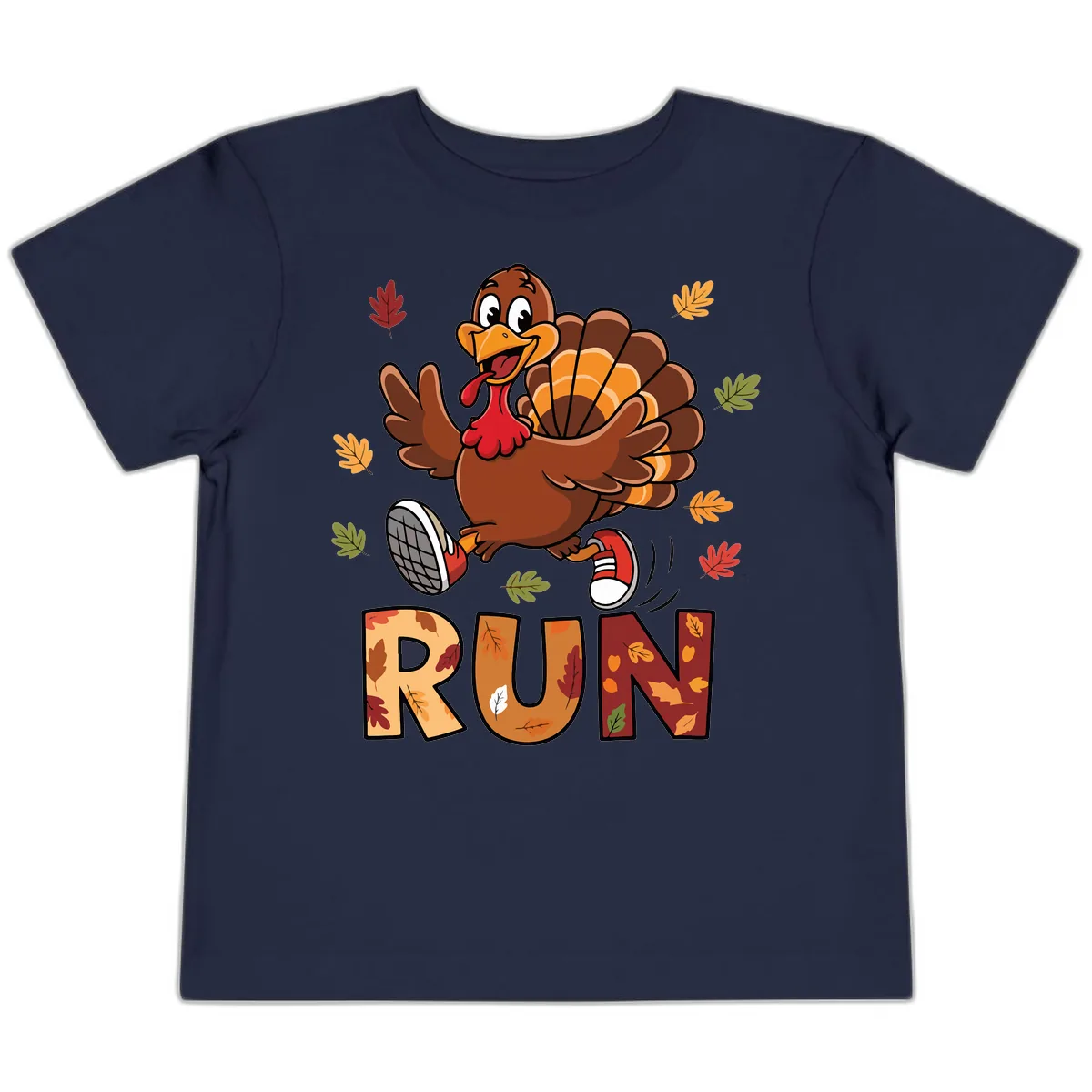 Turkey Trot Running Design Toddler T-Shirt in Navy