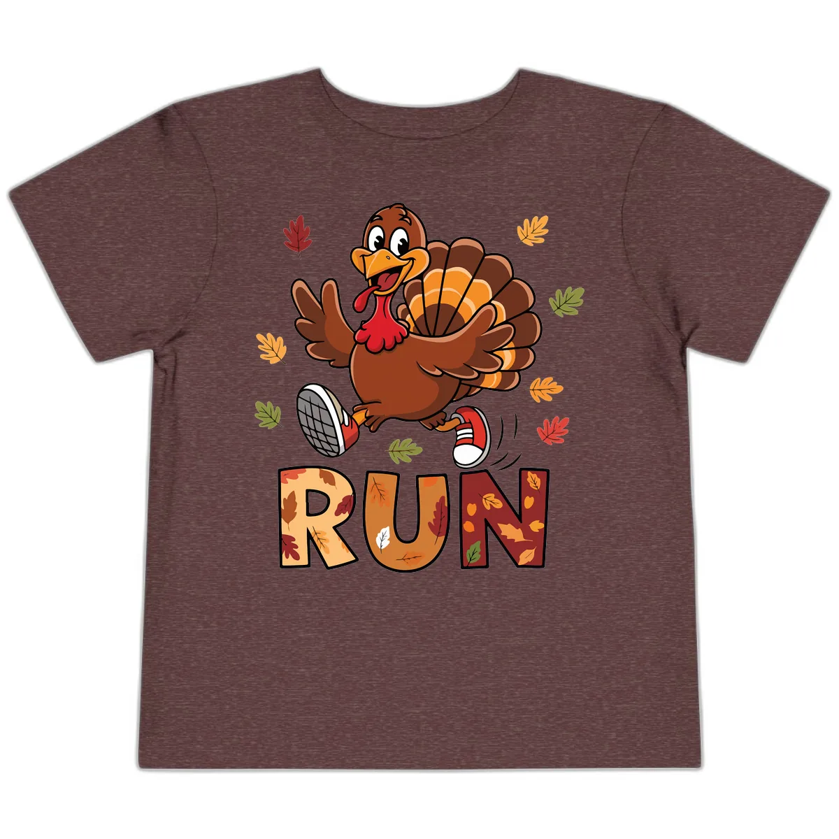 Turkey Trot Running Design Toddler T-Shirt in Heather Maroon