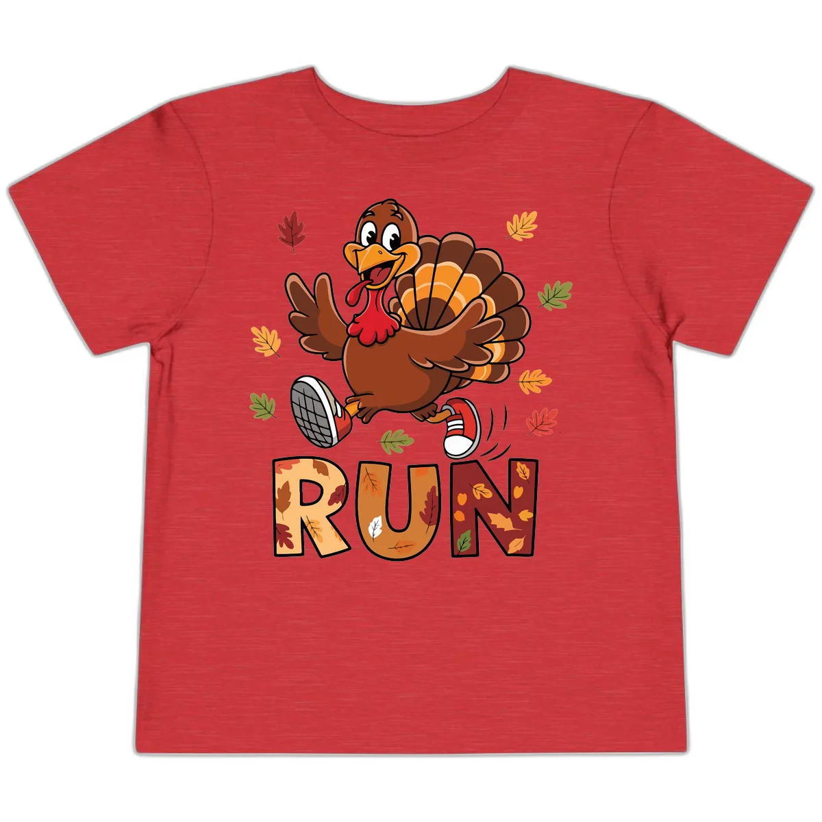 Turkey Trot Running Design Toddler T-Shirt in Heather Red