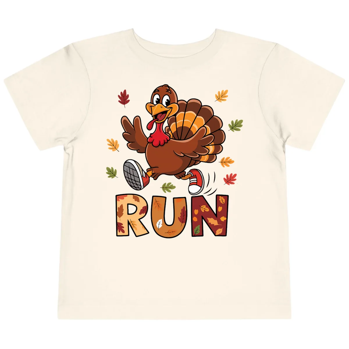 Turkey Trot Running Design Toddler T-Shirt in Natural