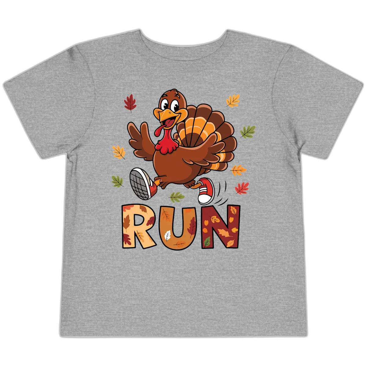 Turkey Trot Running Design Toddler T-Shirt in Athletic Heather