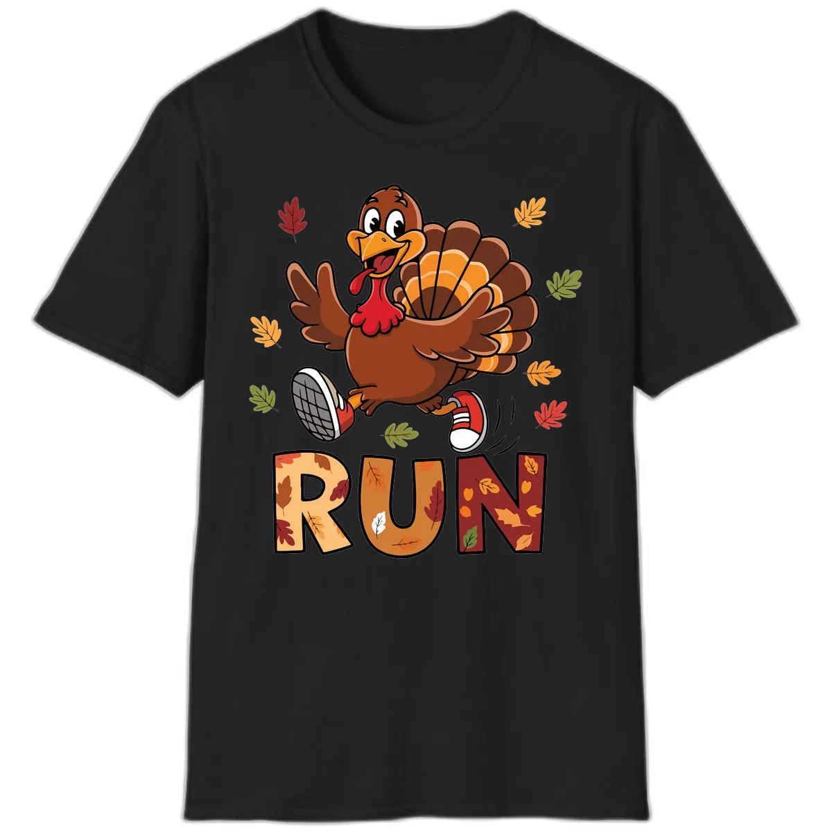 Turkey Trot Running Design T-Shirt in Black