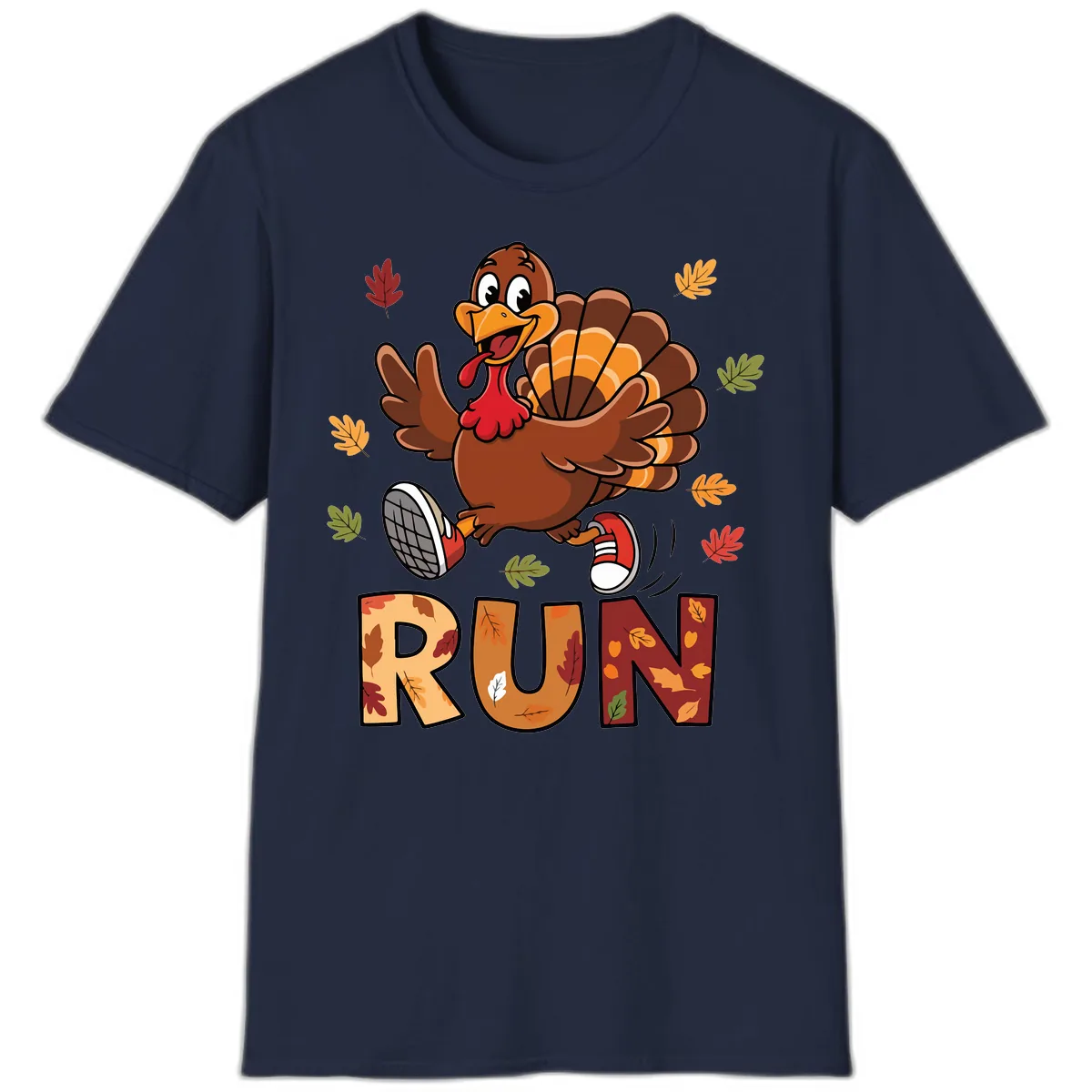 Turkey Trot Running Design T-Shirt in Navy